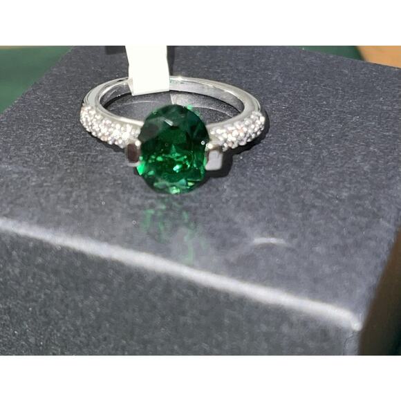 Source Unknown Jewelry - Emerald & Topaz 1.80ct Halo Ring Sz6 NWT